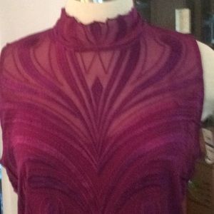 NEW pretty plum XL embroidery & sheer top
